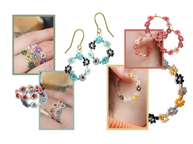 DIY | Ohrringe mit Bl�mchenkr�nzen mit Delica-Perlen