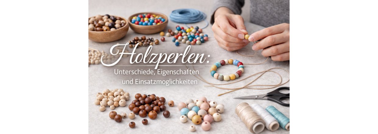 Schmuck selber machen mit Perlen, Werkzeugen und fertigen DIY-Schmuckst�cken auf hellem Arbeitstisch.