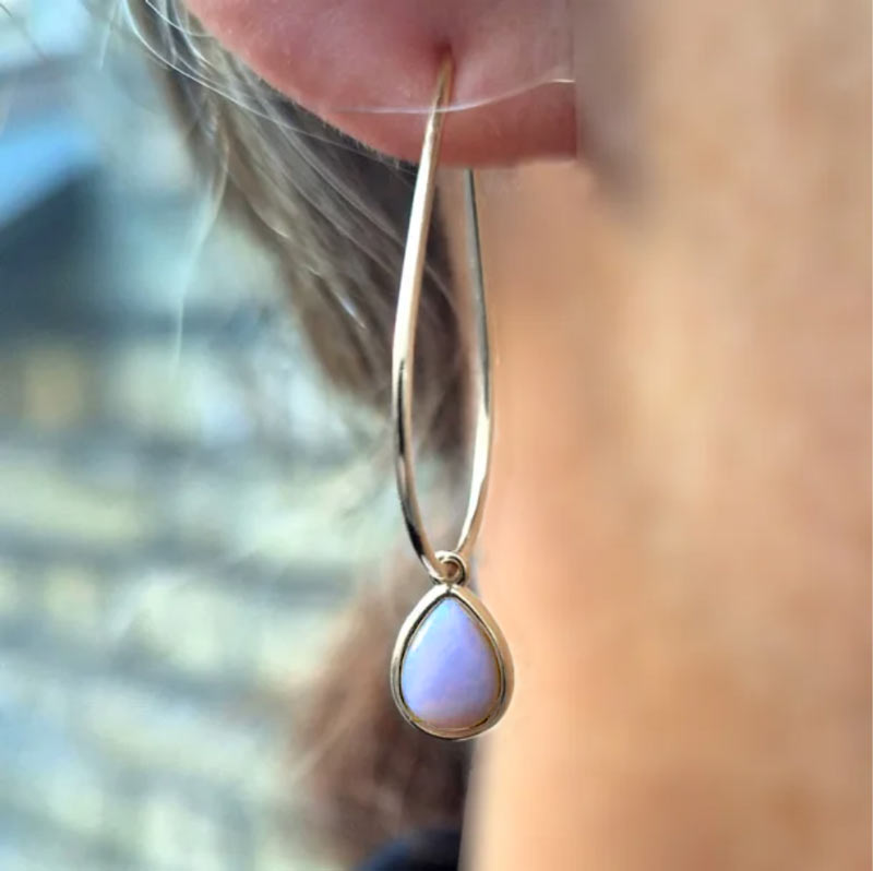 Ovale hoop øreringe med vedhæng