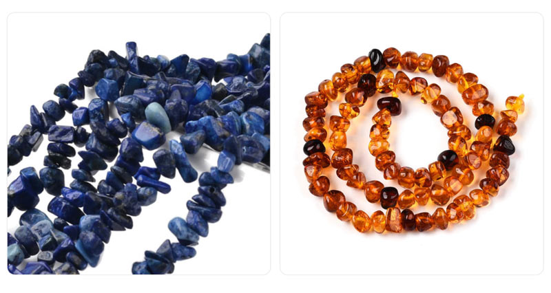 Nuggets Steinperlen aus Naturstein in Blau und Bernsteinfarben zum Schmuck basteln
