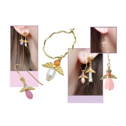 Flgelperlen, Mix in Kunststoffbox, 6 Sorten, antikgoldenes Metall, ca. 80 Stck