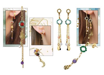Earrings with Bead Wreath