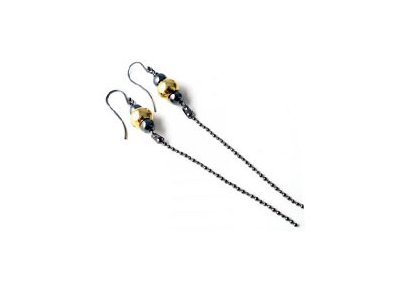 DIY  Earrings with ball chain and gilded steel.