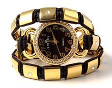 Geknüpfte Armbanduhr mit viereckigen Stahlperlen