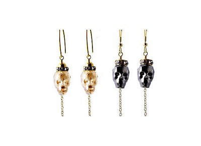 DIY  Long chain earrings with Swarovski skulls