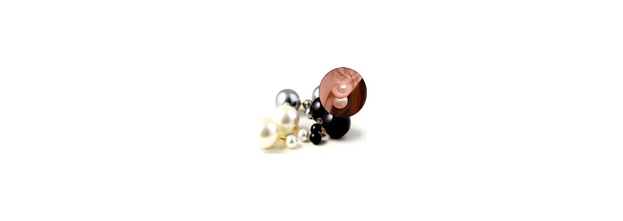 Trendige Perlenohrringe mit groer und kleiner Perle
