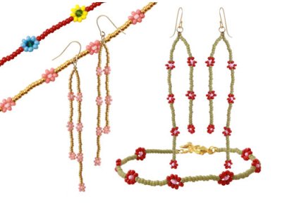 DIY | Daisy chain stitch – jewellery with seed bead flowers
