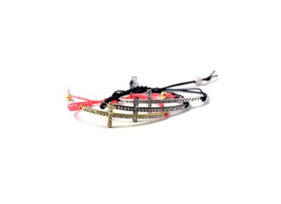 DIY Bracelet with Cross, Hamsa and crystals.