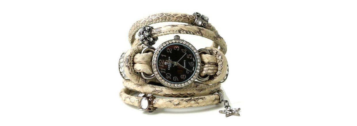 DIY Bracelet with watch in snake  or lambskin