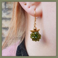 Preciosa, Kristall, Perle, Peridot grn, Doppelkegel, 3mm, 10 Stck