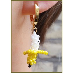 Scharnierkreole mit Facetten und se, vergoldetes Silber, 13x2 mm, 2 Stk