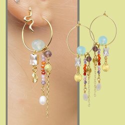 Zwischenst&uuml;ck mit rechteckigem Zirkonia und 2 &Ouml;sen, vergoldetes Silber, 11,5x3x4mm, 2 Stk