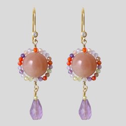 Sonnenstein Perle, rot-braun, changierend, rund, 12 mm, 4 Stk