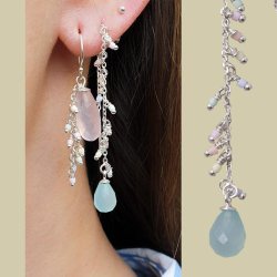 Earthreads, cable-chain, with peg and open loop, silver, length 8 cm, 2pcs