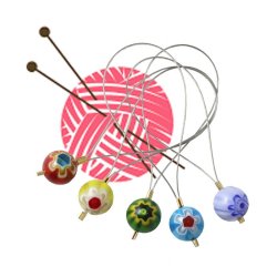 Glasperle, ganzer Strang, gemischte Farben, Millefiori, rund, 8 mm, ca. 48 Stck.