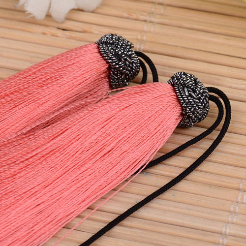 Tassel, salmon-colored with black, glittering head, 11 cm, 1 pc