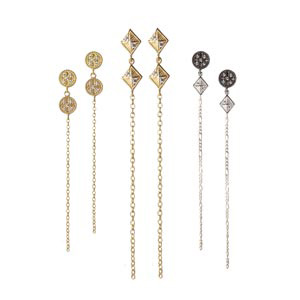 Exclusive Earwires, Sterling silver, decorated circle-shape with Zirconia and eye, 19x7.5mm, 2pcs.