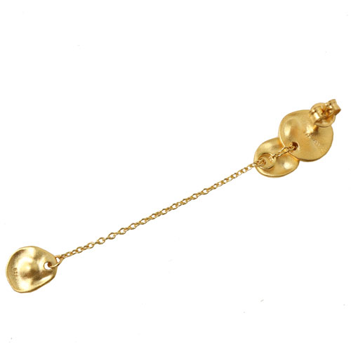 Pendant, uneven plate with 1 hole, frosted, gold plated silver, 2pcs