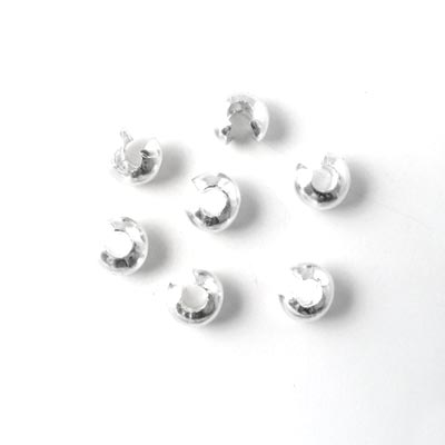 Crimp cover, bead tip, sterling silver, 3mm, 6pcs.