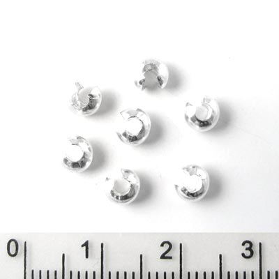 Crimp cover, bead tip, sterling silver, 4mm., 4pcs.