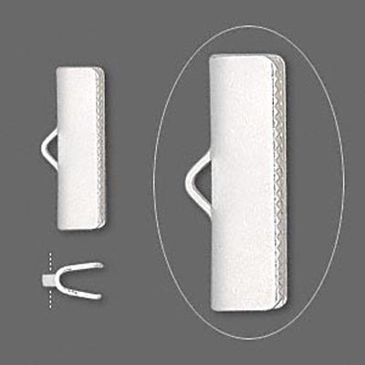 Ribbon crimp end, silver-plated, 19mm., 2pcs.