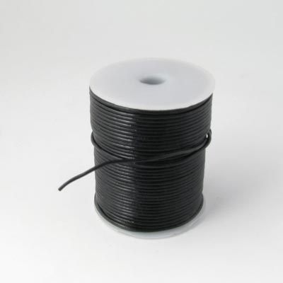 Leather cord, shiny black, 0.5 - 0.8mm, 25m (complete reel)