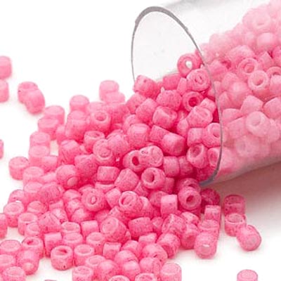 Delica, size #11, rose-coloured/pink, opaque 1.1x1.7mm, 5.2g