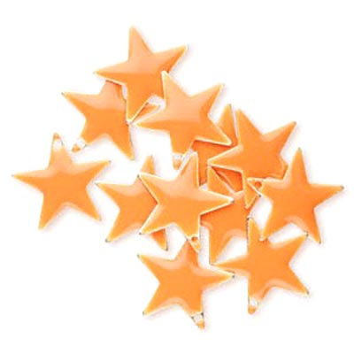 Enamel star, light orange, silver border, 17mm, 2pcs.