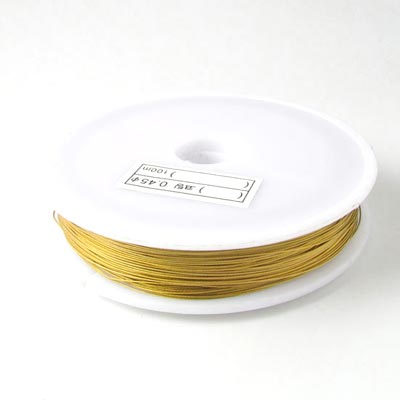 Tigertail, beading wire, antique golden, Thickness 0.38mm, 50m