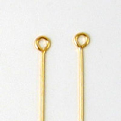 Eyepin, headpin with loop, gold-plated silver, 45x0,5mm, 10pcs.