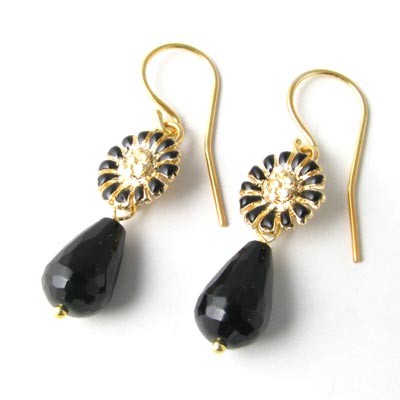 Enamelled marguerite, silver/white, 10.5mm, 2pcs.