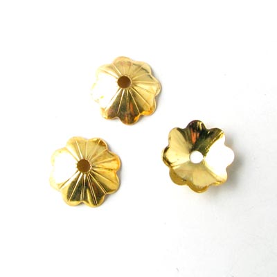 Gilded bead cap, parasol-shaped, 10x2mm, 10pcs.