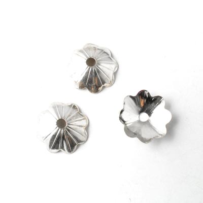 Bead cap, parasol-shaped, platinum color brass, 10x2,5mm, 10pcs