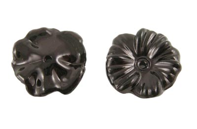 Acrylic flowers, black, glossy, 17x3mm, 6pcs.
