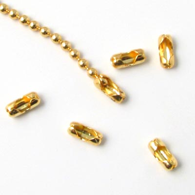 Ball chain, gilded brass, facetted, incl. fastener, width 1,2mm. 1 m