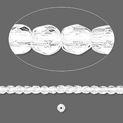 Glass, transparent, round, facetted, 3mm, ca. 133pcs.