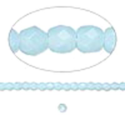 Glass, light-blue, opaque, round, facetted, 3mm, ca. 133pcs.