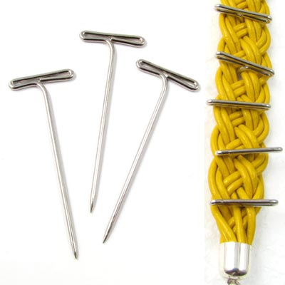 Macramé needles, steel, T-shaped, length 39mm, Head width 11mm, 6pcs.