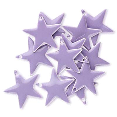 Enamel star, light purple, silver border, 17mm, 2pcs.