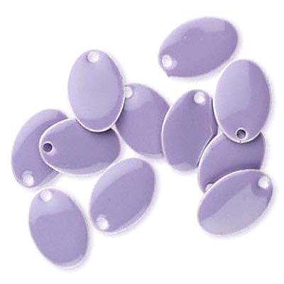 Enamel charm, light purple, oval-shaped, 14x9mm, 4pcs.