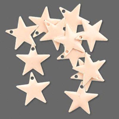 Enamel star, powder-tinted, silver border, 12mm, 4pcs.