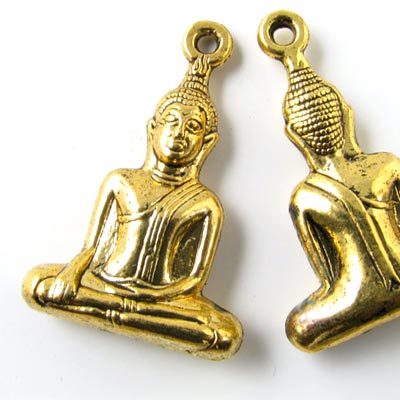Brass bead, Buddha pendant, 1pc.