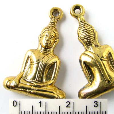 Brass bead, Buddha pendant, 1pc.