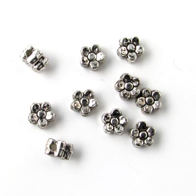 Oxidised silver-coloured, 5-leaf flower, 5mm, 30pcs.