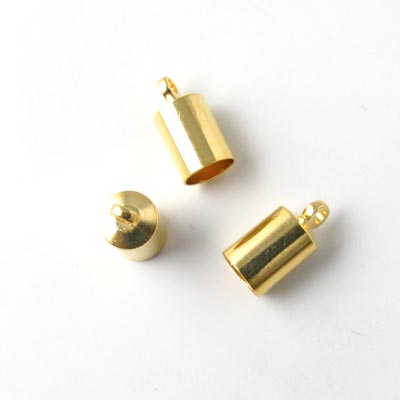 Cord end, gilded, glue-in end 8/7,5mm, 6pcs.