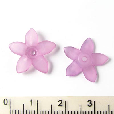 Acrylic flowers with pointed petals, purple, 17x3mm, 6pcs.