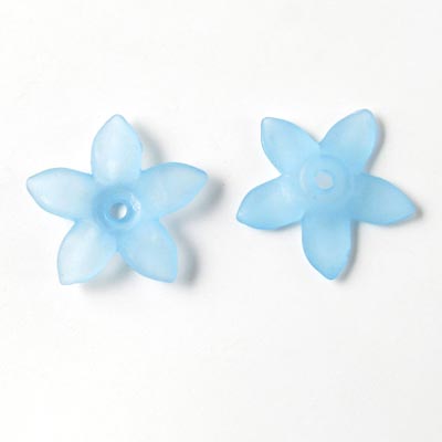 Acrylic flowers with pointed petals, turquoise, 17x3mm, 6pcs.