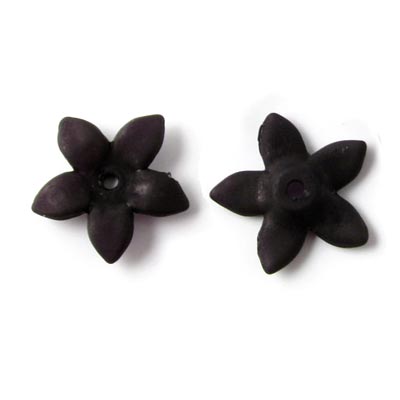 Acrylic flowers with pointed petals, black, 17x3mm, 6pcs.