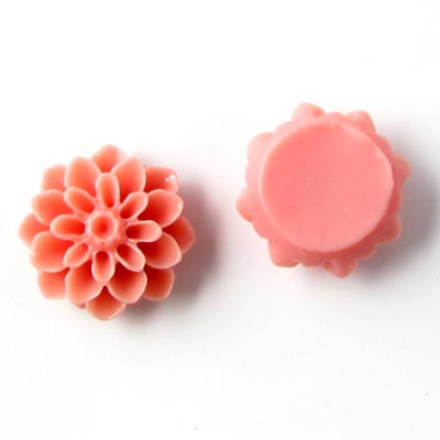 Resin dahlia, dark salmon, 16x8mm, 2pcs.
