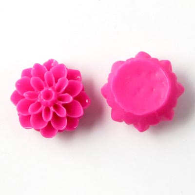Resin dahlia, pink, 16x8mm, 2pcs.